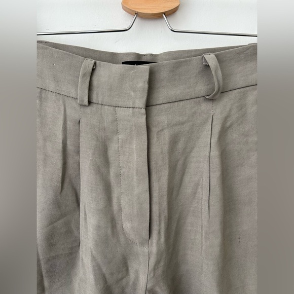 Judith and Charles high waist pleated linen grey trouser pant - Picture 2 of 11